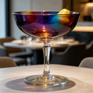 Iridescent Stemmed Glass Fruit Basket (Cocktail-Glass Style)