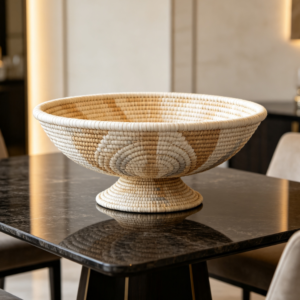 Four-Compartment Hexagonal Woven Rattan Fruit Tray